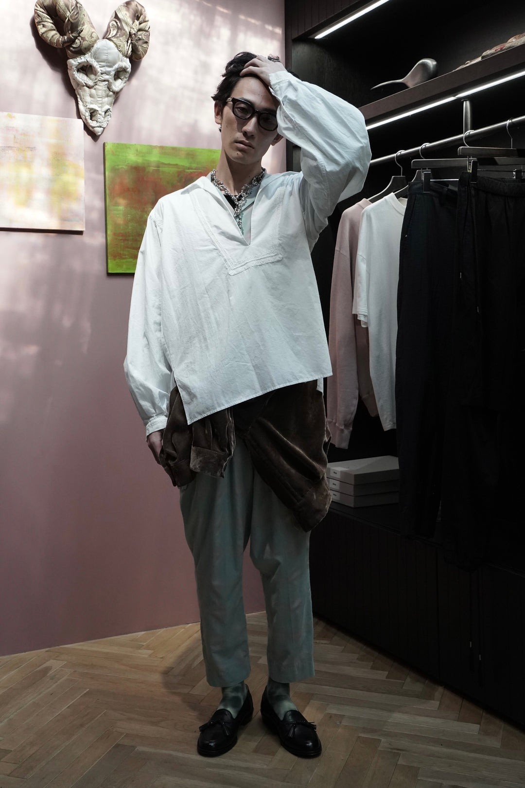 SARTO(サルト)のSKIPPER PULL OVER SHIRT(WHITE)(トップス)の