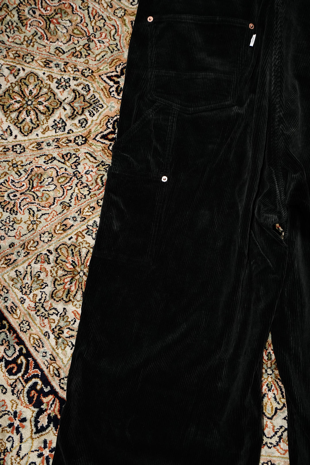 SUGARHILL(シュガーヒル)のCOURDUROY OVERALLS(BLACK)(オーバーオール