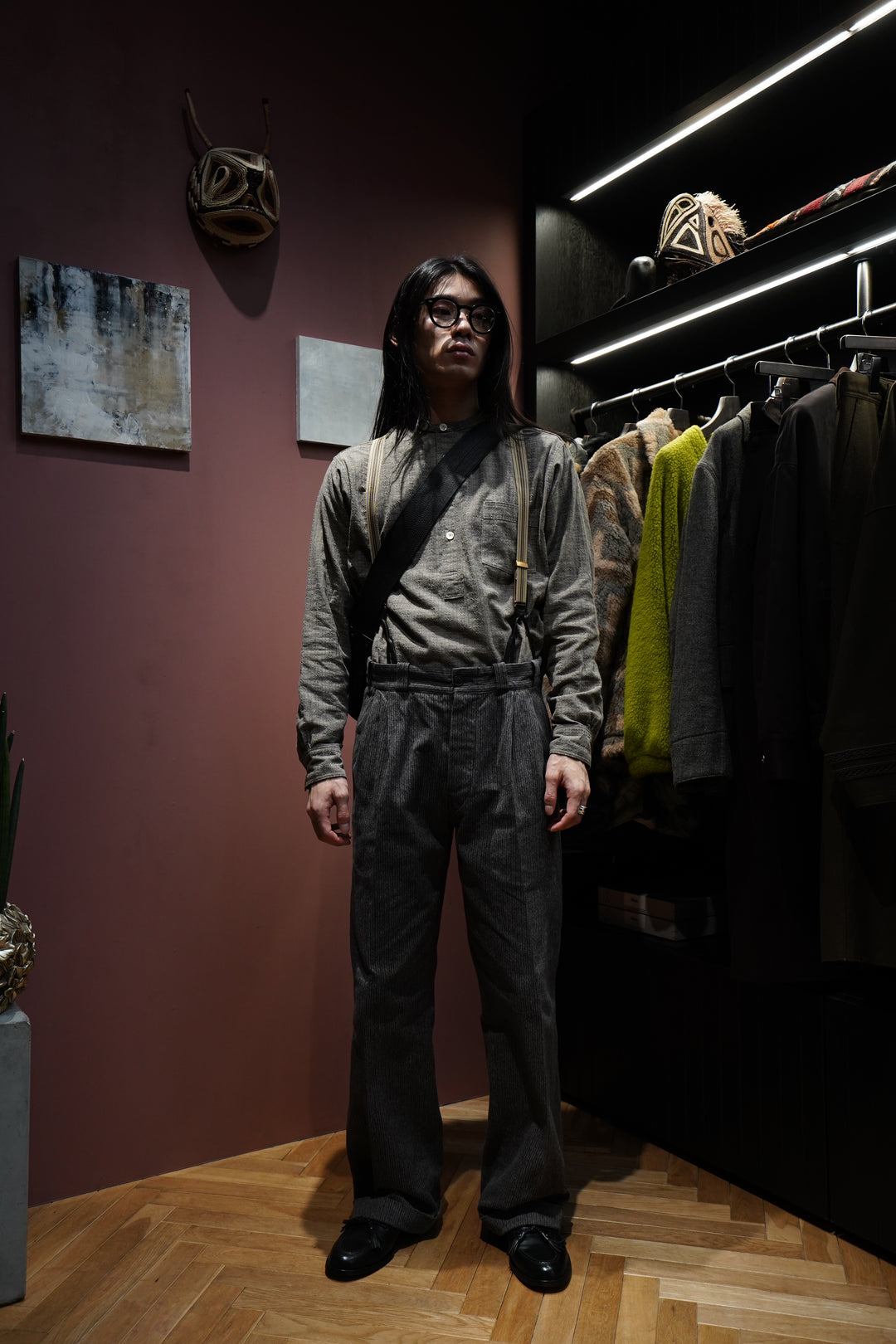 Taiga Takahashi(タイガタカハシ)のNEWSBOY BAG SMALL(BLACK