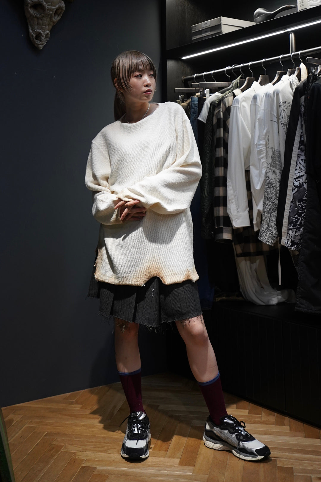 Fujimoto Burned Sweat Shirts with Wings・WHITE - tity