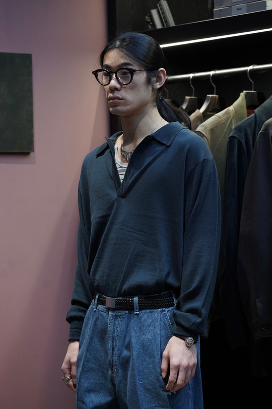 SUGARHILL(シュガーヒル)26SSのWOOL KNIT POLO(NAVY)(ニット)の通販