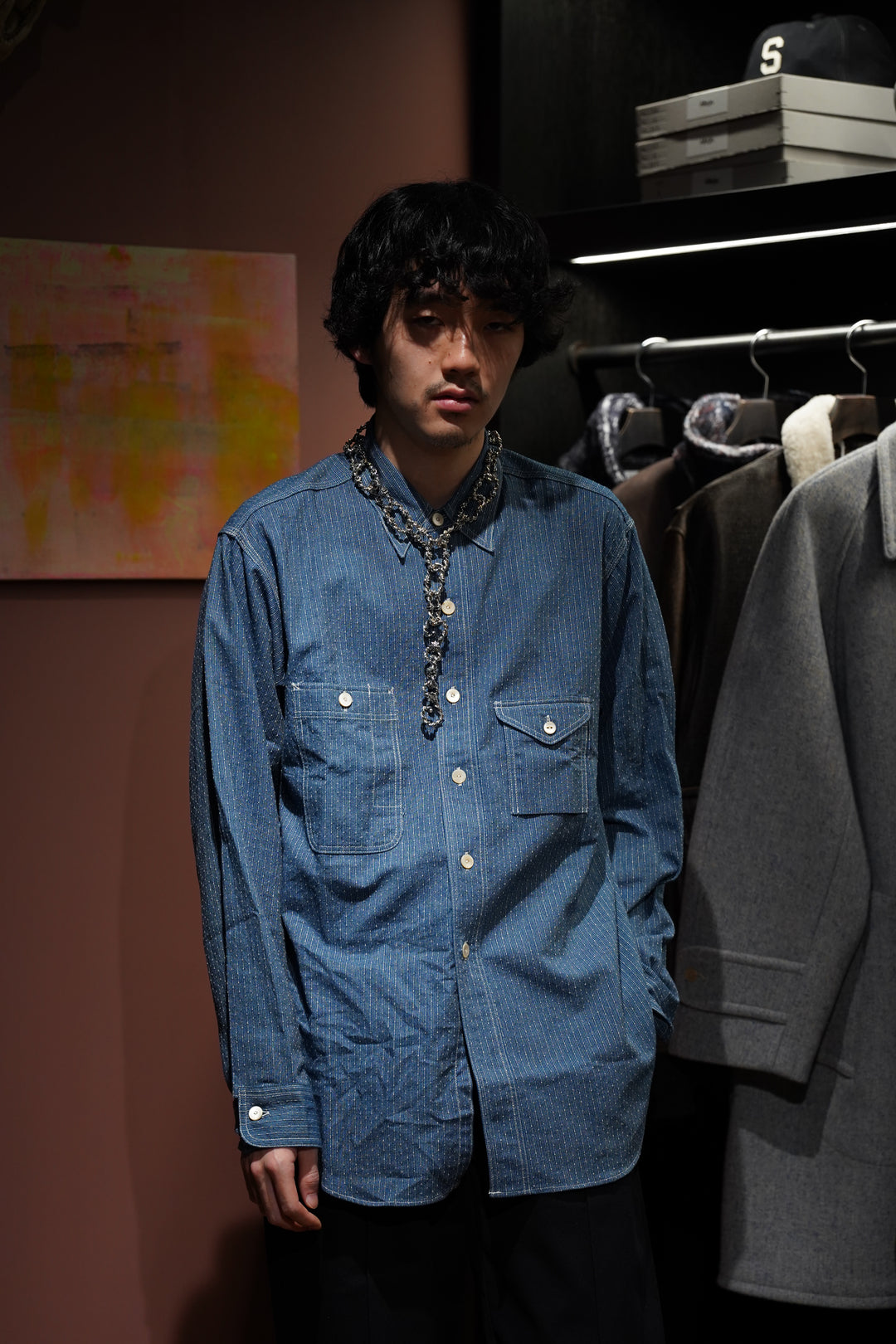 タイガタカハシ　Taiga Takahashi ワークシャツ Taiga Takahashi(タイガタカハシ)のWORK SHIRT(INDIGO)(シャツ)の通販