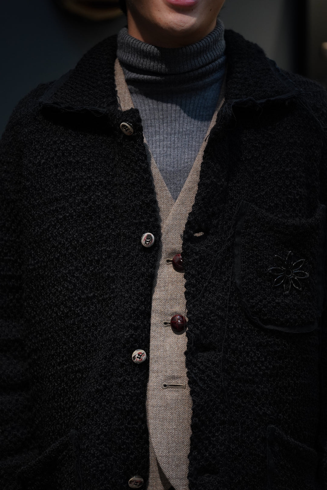 Fujimoto(フジモト)のBroken Knit Jacket(Black)(ジャケット)の通販