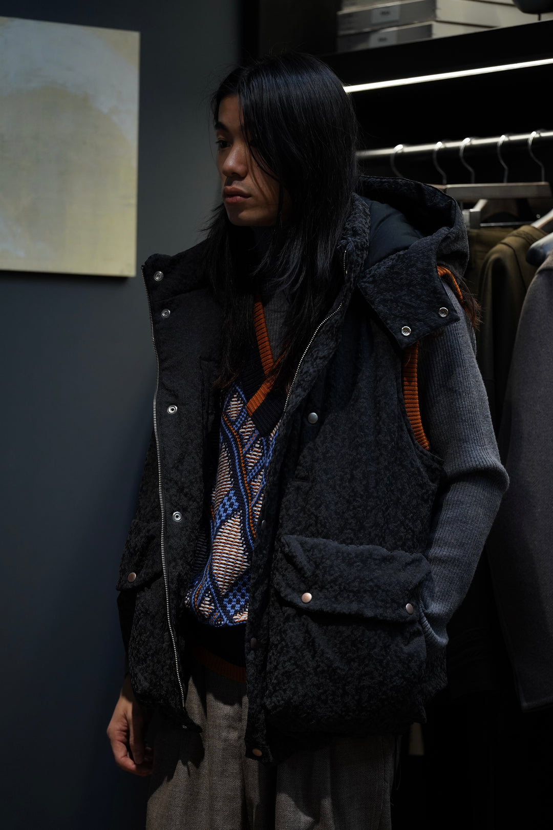 SUGARHILL(シュガーヒル)のURETHANE JACQUARD PUFFER VEST(BLACK&WHITE