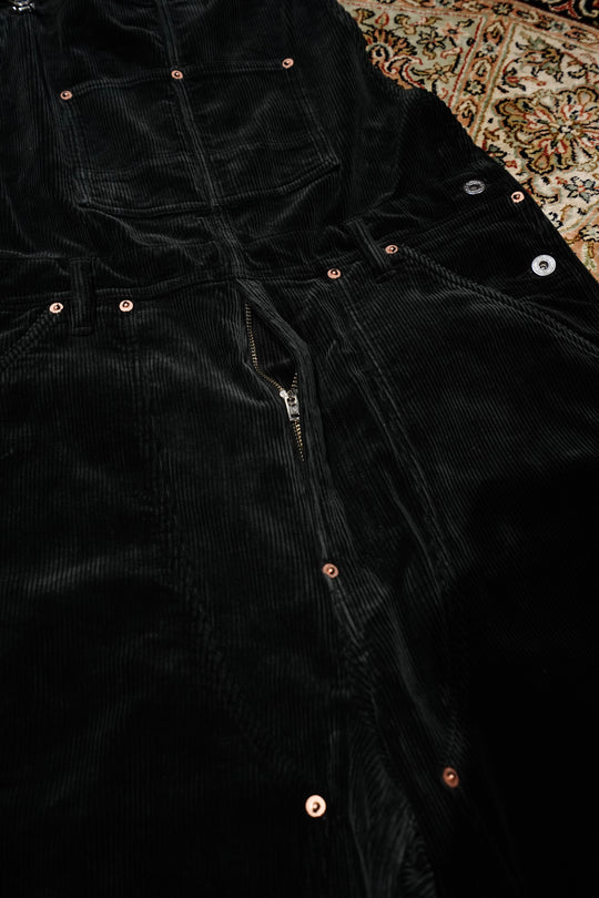 SUGARHILL(シュガーヒル)のCOURDUROY OVERALLS(BLACK)(オーバーオール