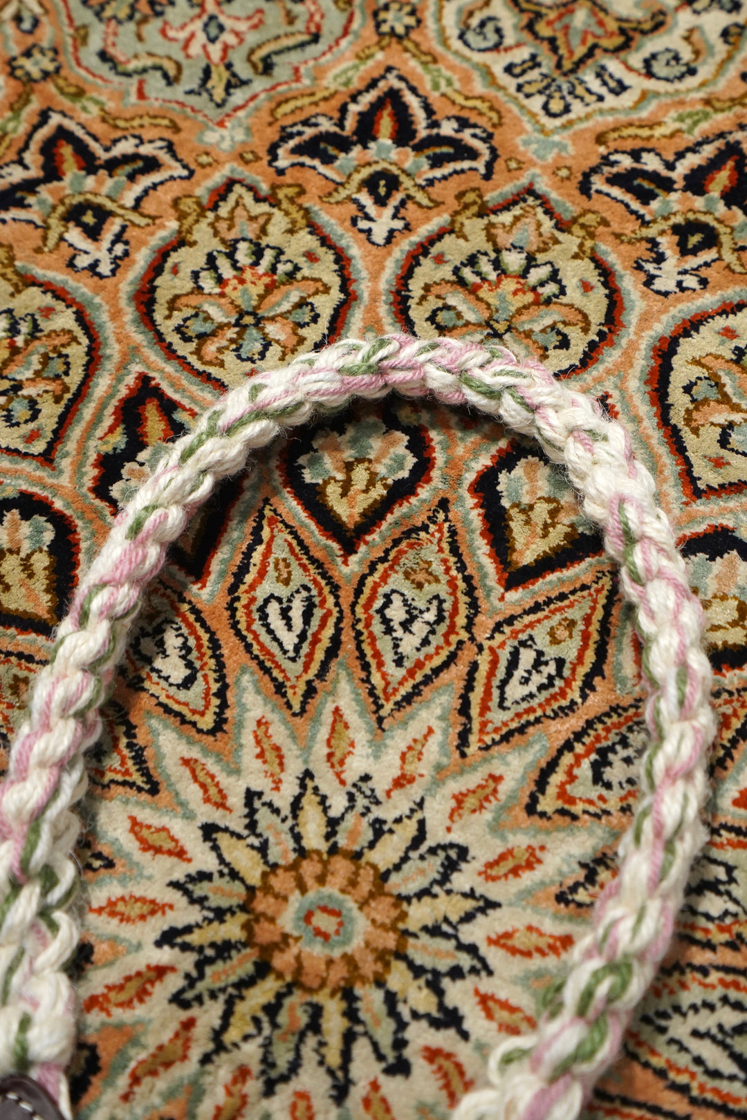 HAND CROCHET LANYARD (CREAM/PINK/GREEN)