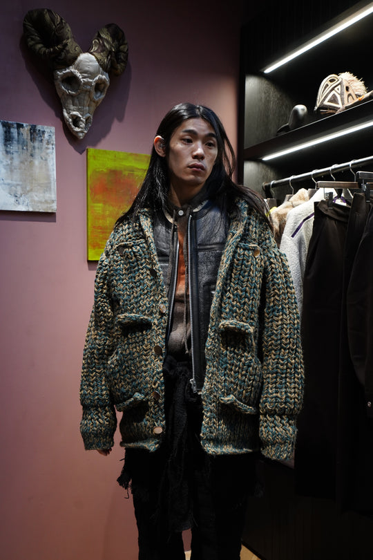 STEAF(スティーフ) 2024AWのSYMBIOSIS HAND KNIT BLOUSON (ASPHALT