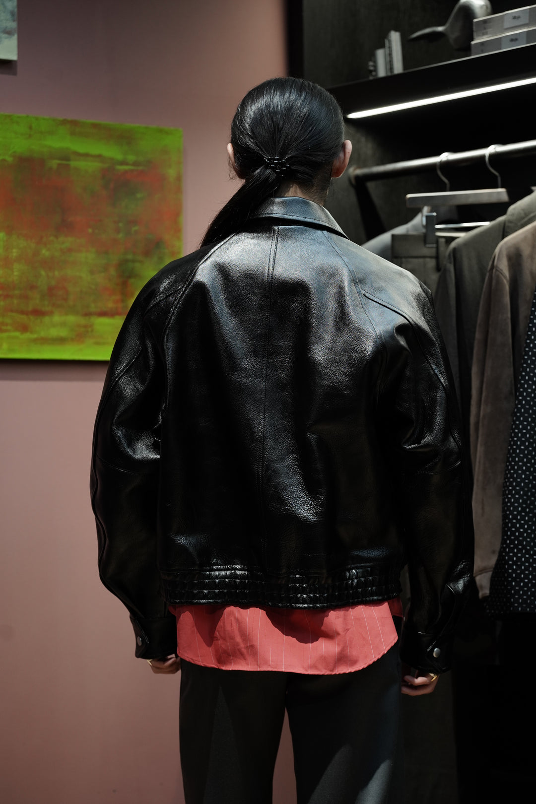 SUGARHILL 26SS SHRINK BOMBER JACKET (BLACK SHRINK) (leather jacket