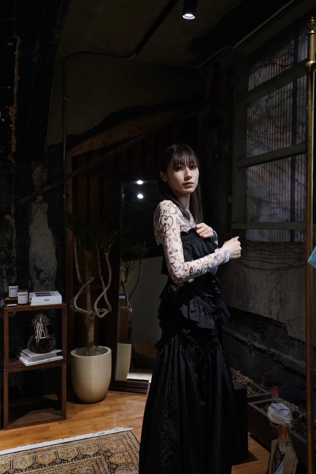 美品 HOUGA kiki frill skirt dress black 黒 HOUGA(ホウガ)のkiki frill dress(black)(スカート)の通販