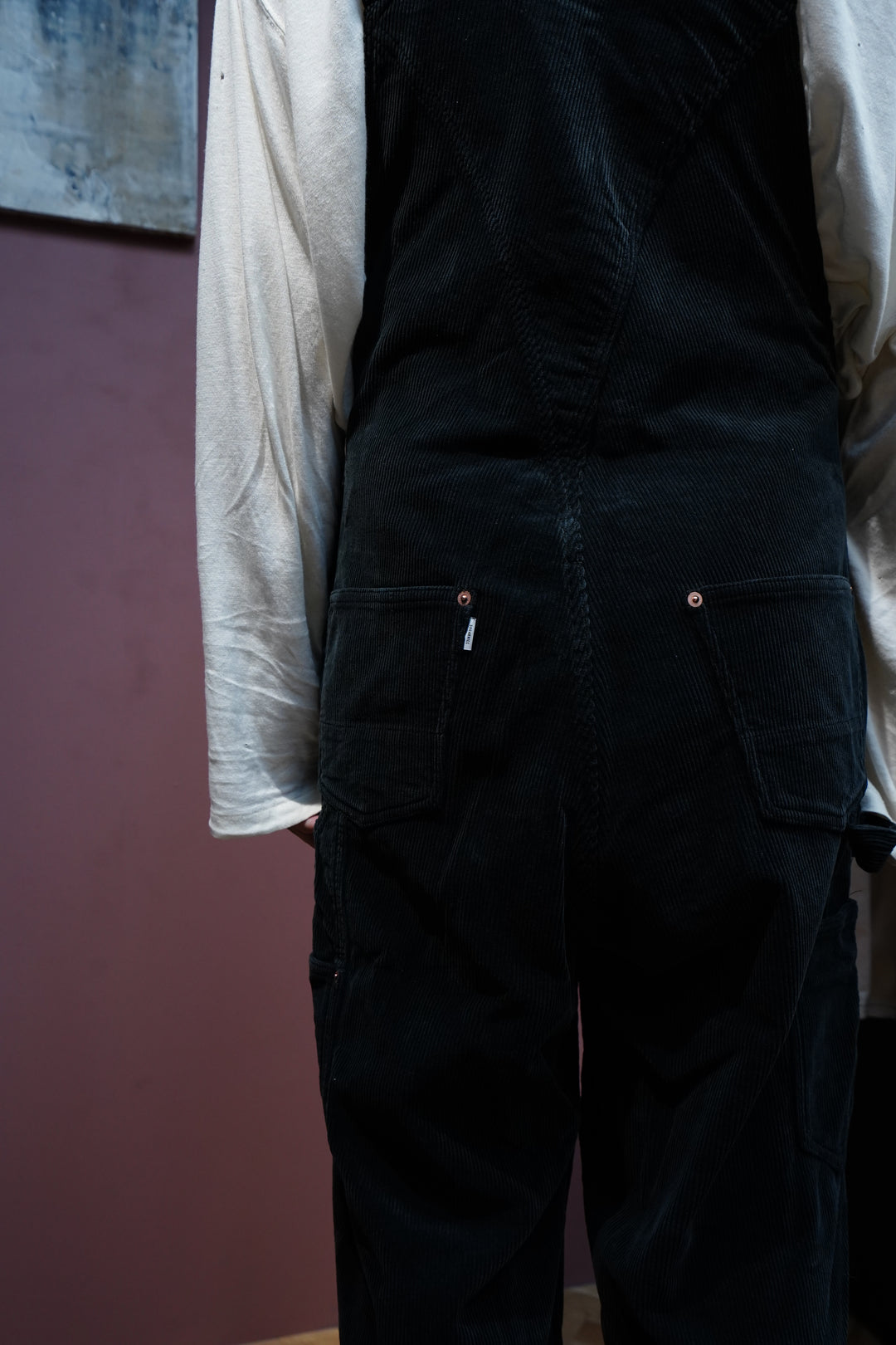 SUGARHILL(シュガーヒル)のCOURDUROY OVERALLS(BLACK)(オーバーオール