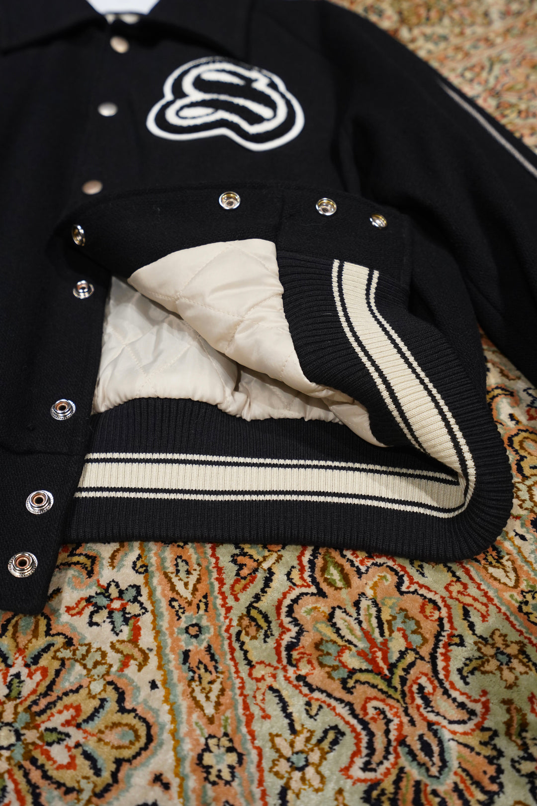 SUGARHILL(シュガーヒル)のMELTON STADIUM JACKET(BLACK)(ジャケット