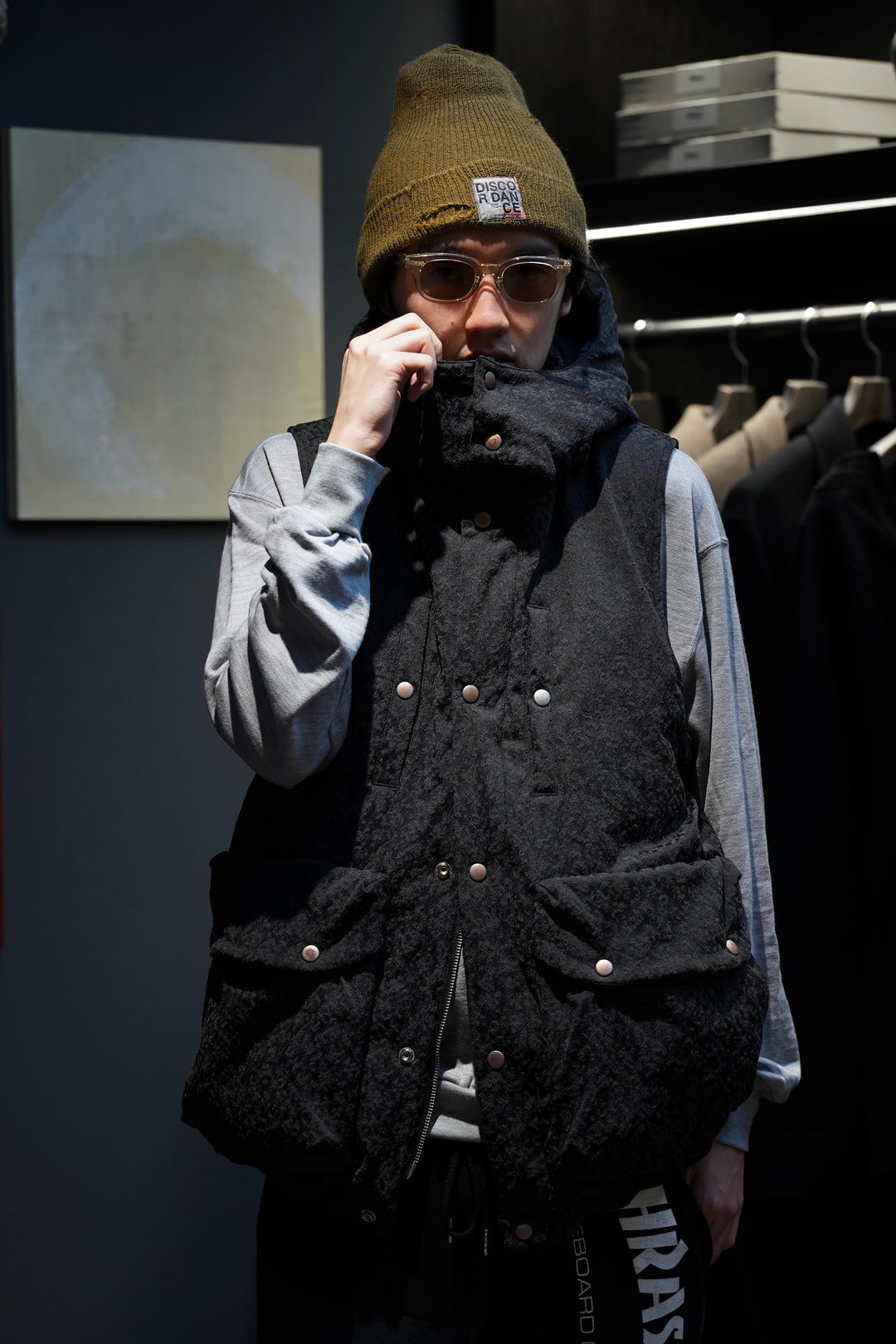 SUGARHILL(シュガーヒル)のURETHANE JACQUARD PUFFER VEST(BLACK&WHITE