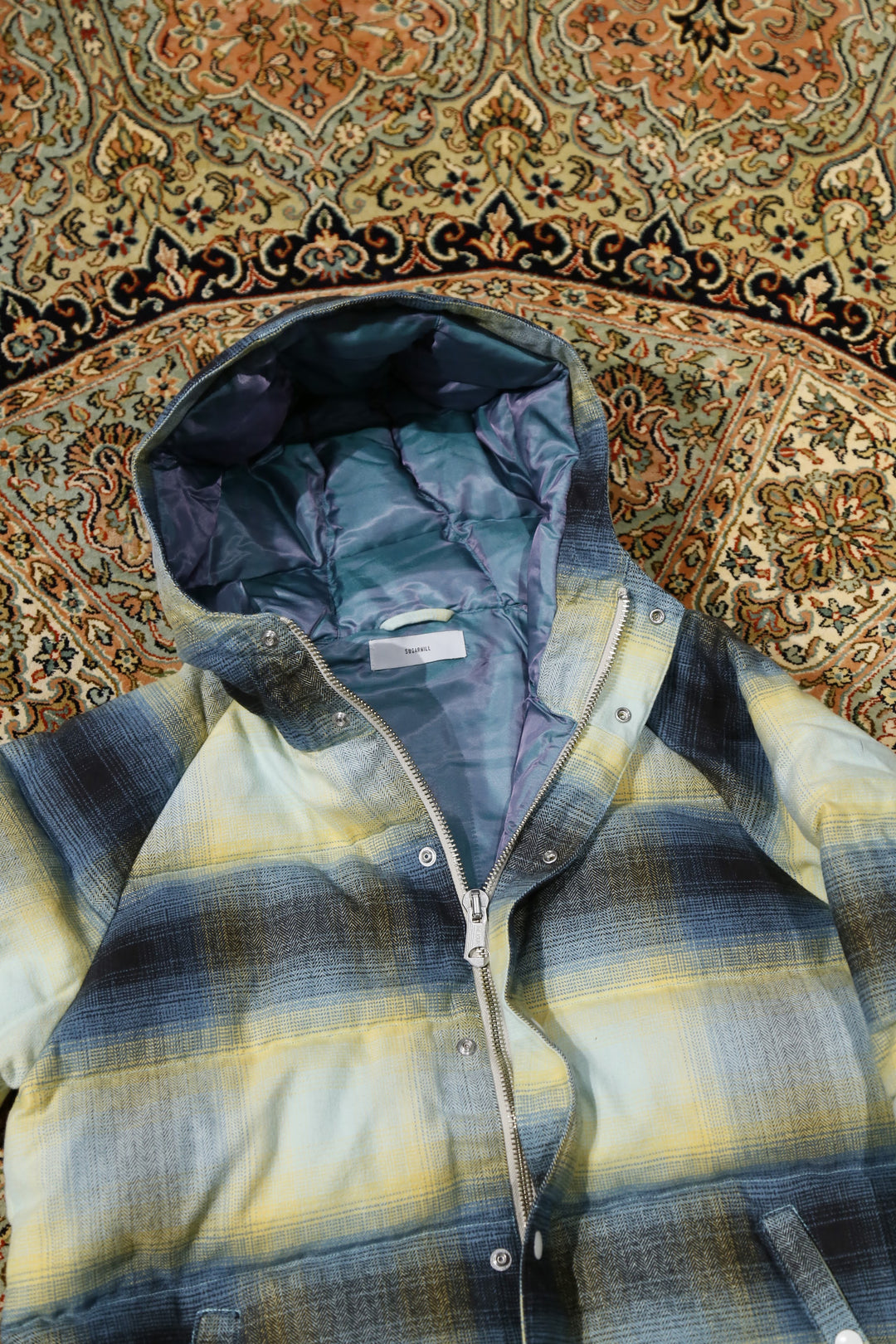 SUGARHILL（シュガーヒル）のHERRINGBONE OMBRE DOWN JACKET(GREEN 