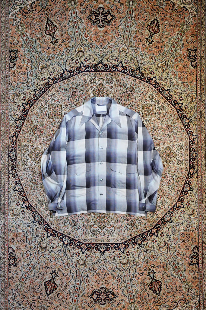 SUGARHILL（シュガーヒル）のOmbre Panama Open-collar Shirt (BLACK 