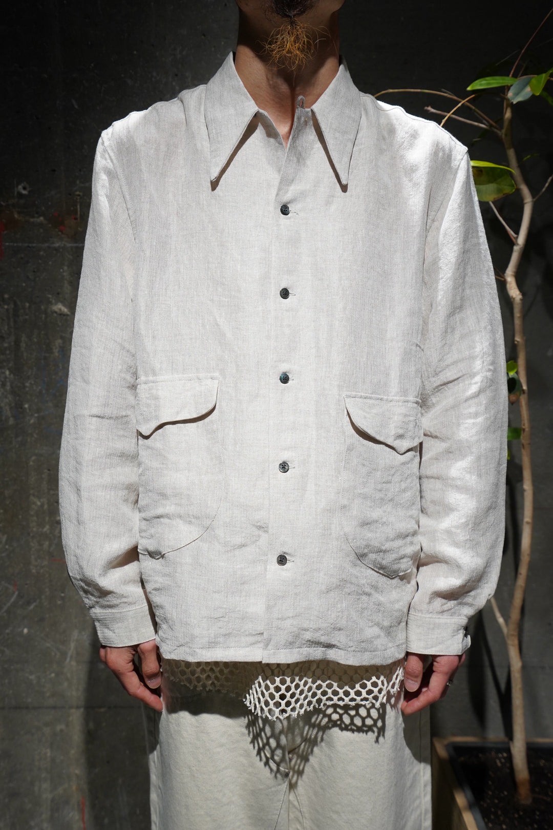 SUGARHILL(シュガーヒル)のSilk Linen Stripe Open-collar Shirt(OFF