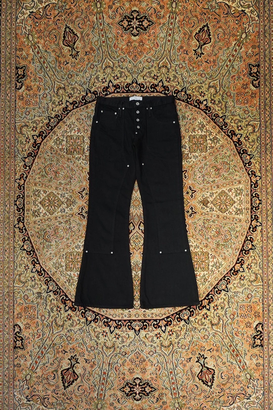 Sugarhill's Washed Double Knee Bell Botom Pants (Black) (Denim) mail order  | Cedarwood online shop – CEDARWOOD