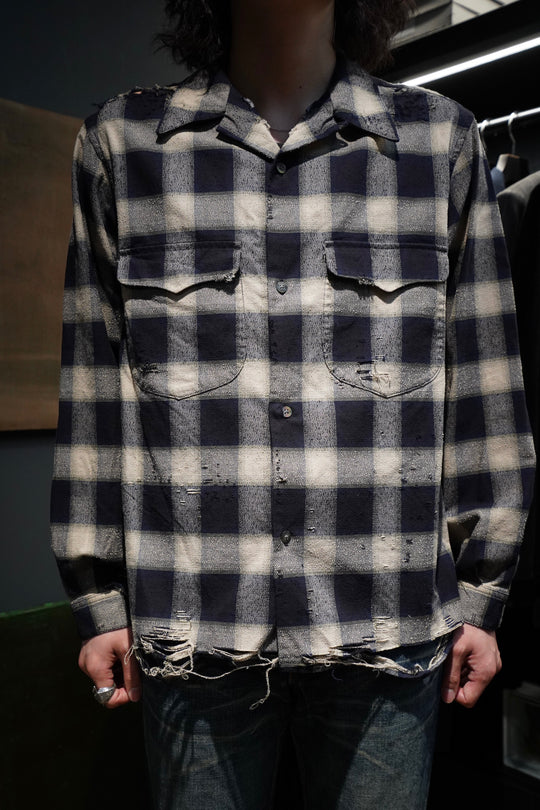 SUGARHILL（シュガーヒル）のOMBRE CRASHED SHIRT(NAVY)(シャツ
