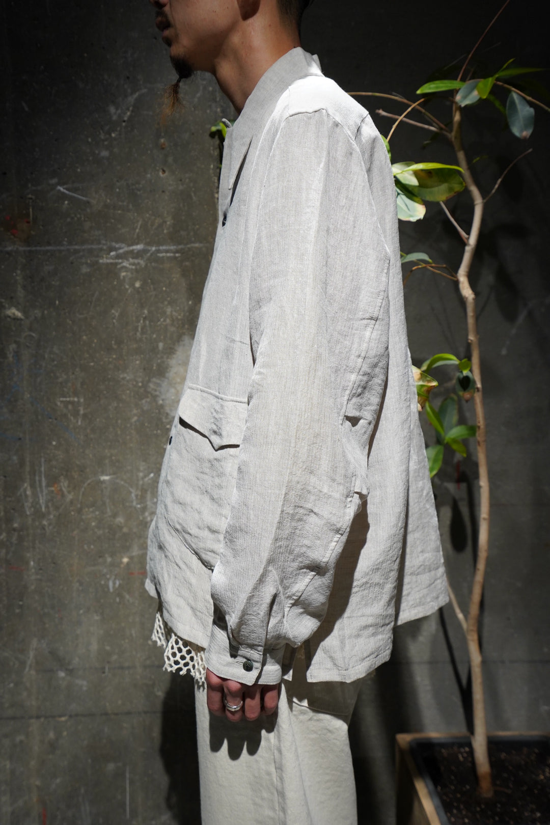 SUGARHILL(シュガーヒル)のSilk Linen Stripe Open-collar Shirt(OFF