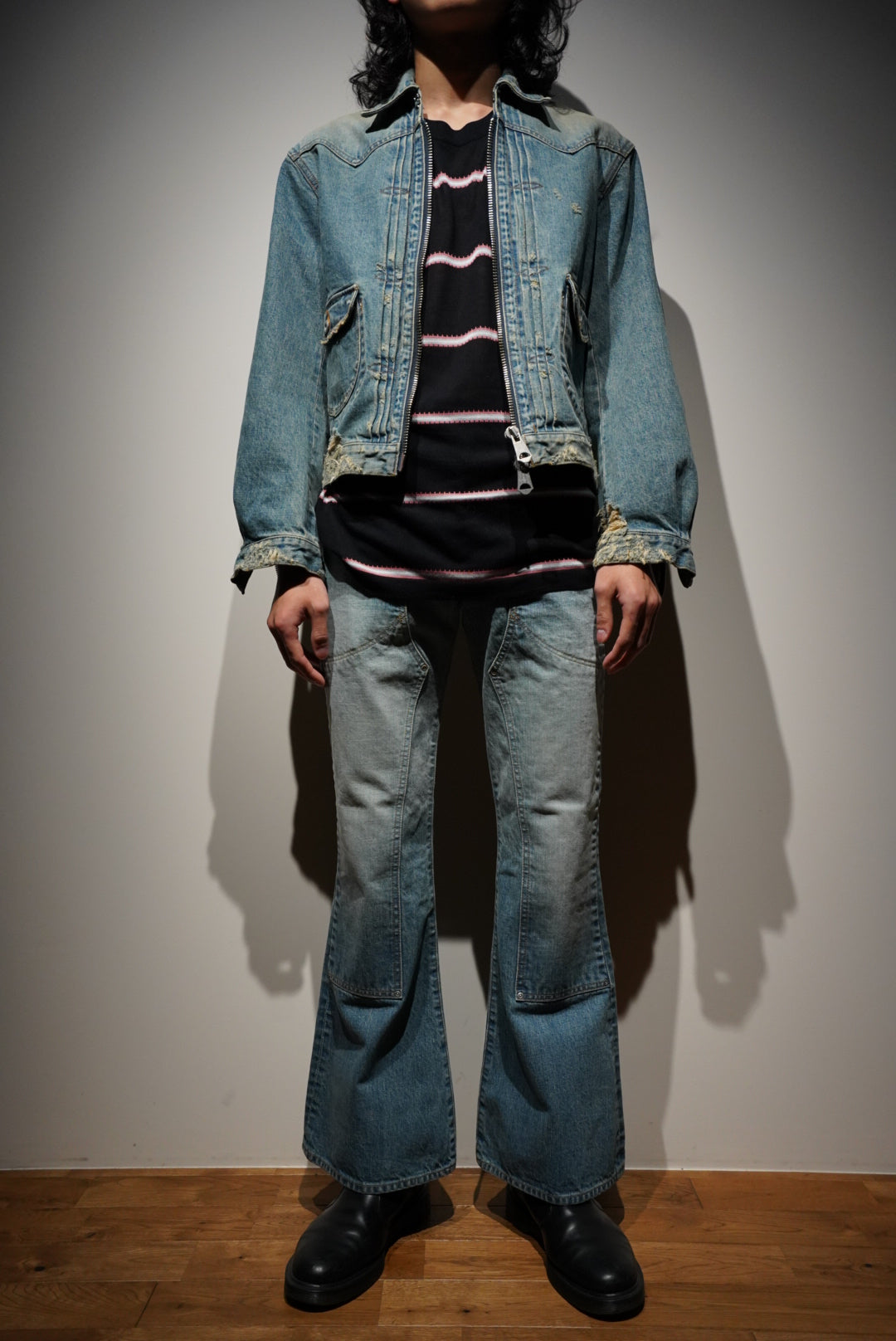 SUGARHILL(シュガーヒル)のZIP-UP DENIM DAMAGED JACKET(FADED INDIGO