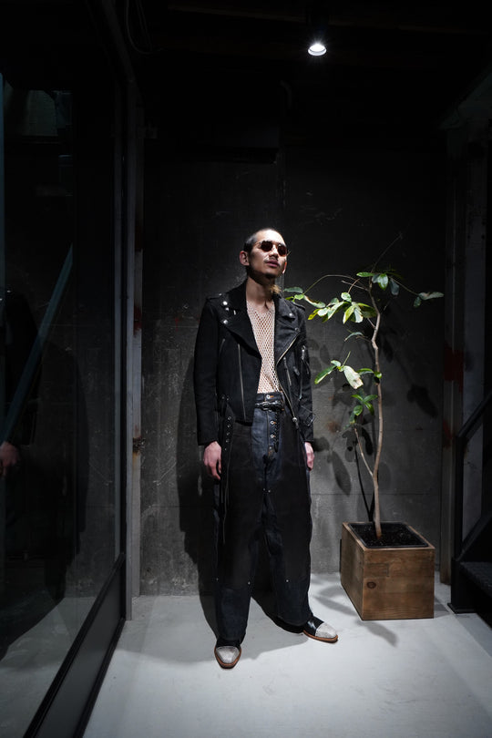 SUGARHILL(シュガーヒル)のLEATHER DOUBLE KNEE DENIM(INDIGO)(デニム