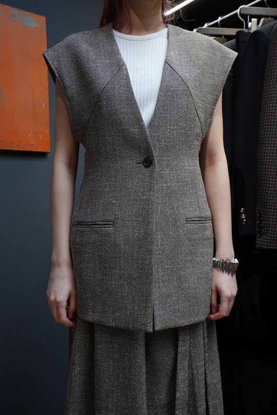SATORU SASAKI サトルササキ ノースリーブ ジャケット SATORU SASAKI(サトルササキ)のNO-SLEEVE JACKET(BK TWEED)(ジャケット