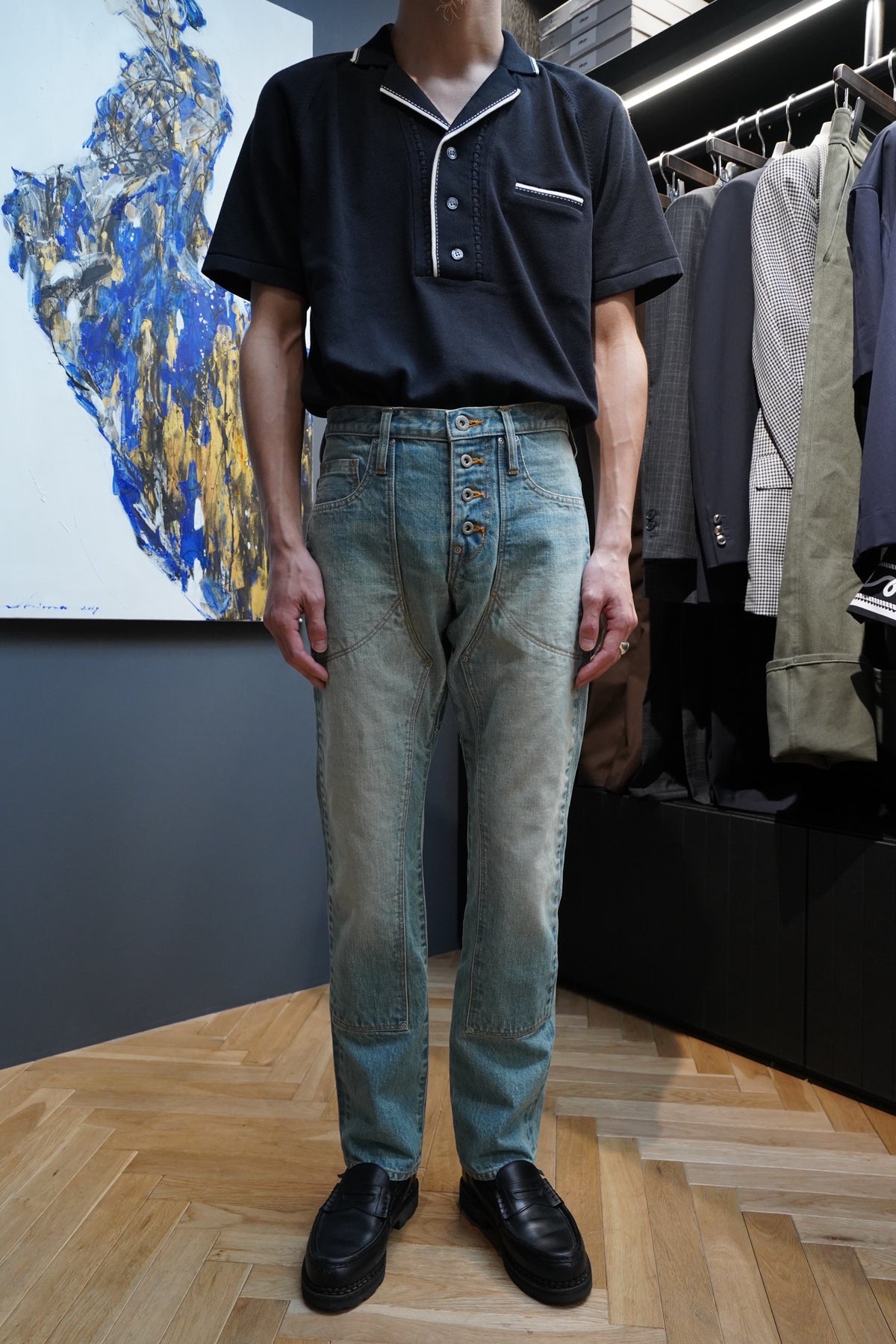21SS FADED STRAIGHT DOUBLE KNEE PANTS