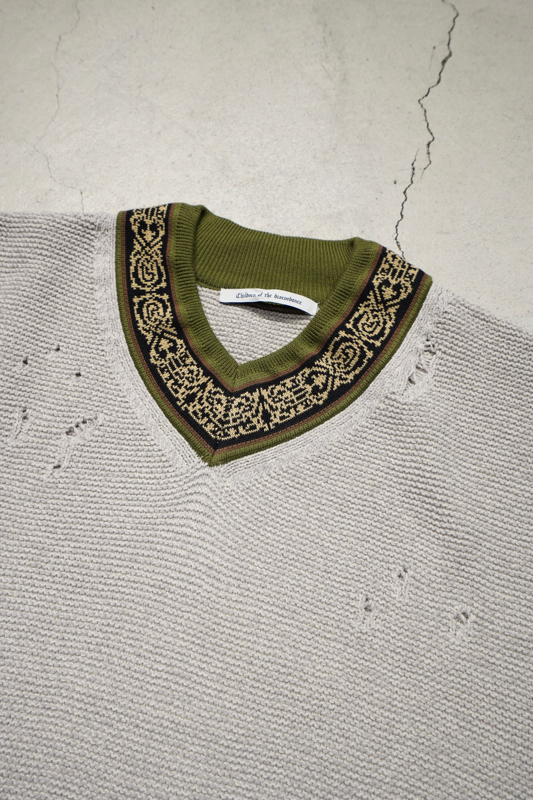 トップス Children of the discordance DAMAGE KNIT Children of the discordance 5G OVERSIZED DAMAGE VNECK KNIT