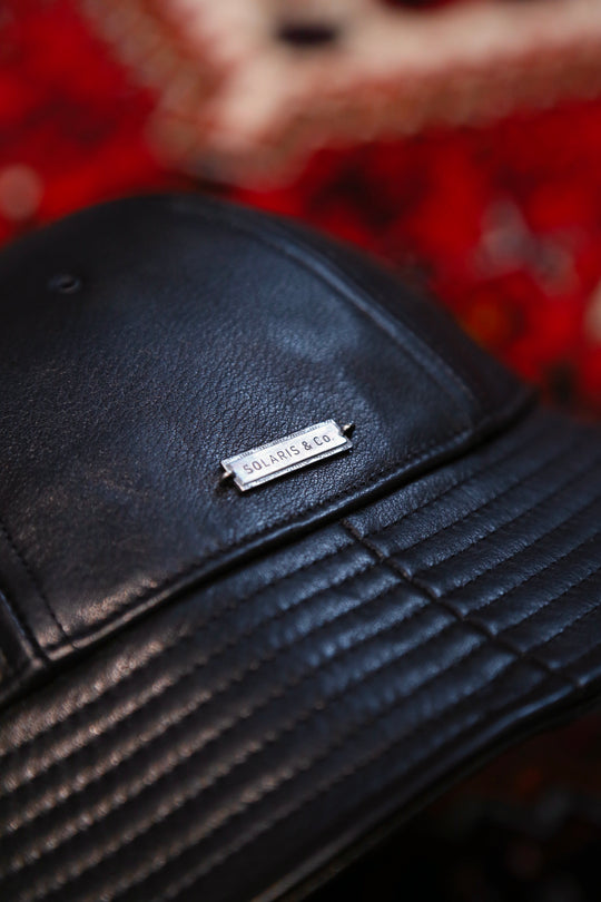 m.k【美品】ソラリス　レザー　バケットハット　バッドボーイ　ブラック SOLARIS&Co.(ソラリスアンドコー)のLEATHER BUCKET HAT BADBOY