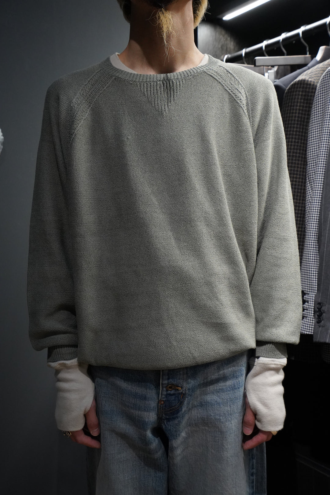 SUGARHILL（シュガーヒル）のCOTTON LONG SLEEVE KNIT(GREEN)(ニット