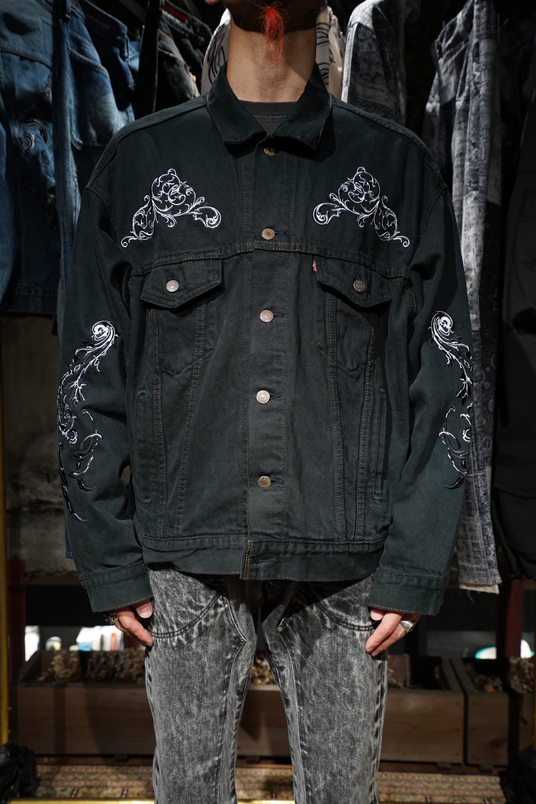CHILDREN OF THE DISCORDANCE EMBROIDERY DENIM JACKET D (BLACK