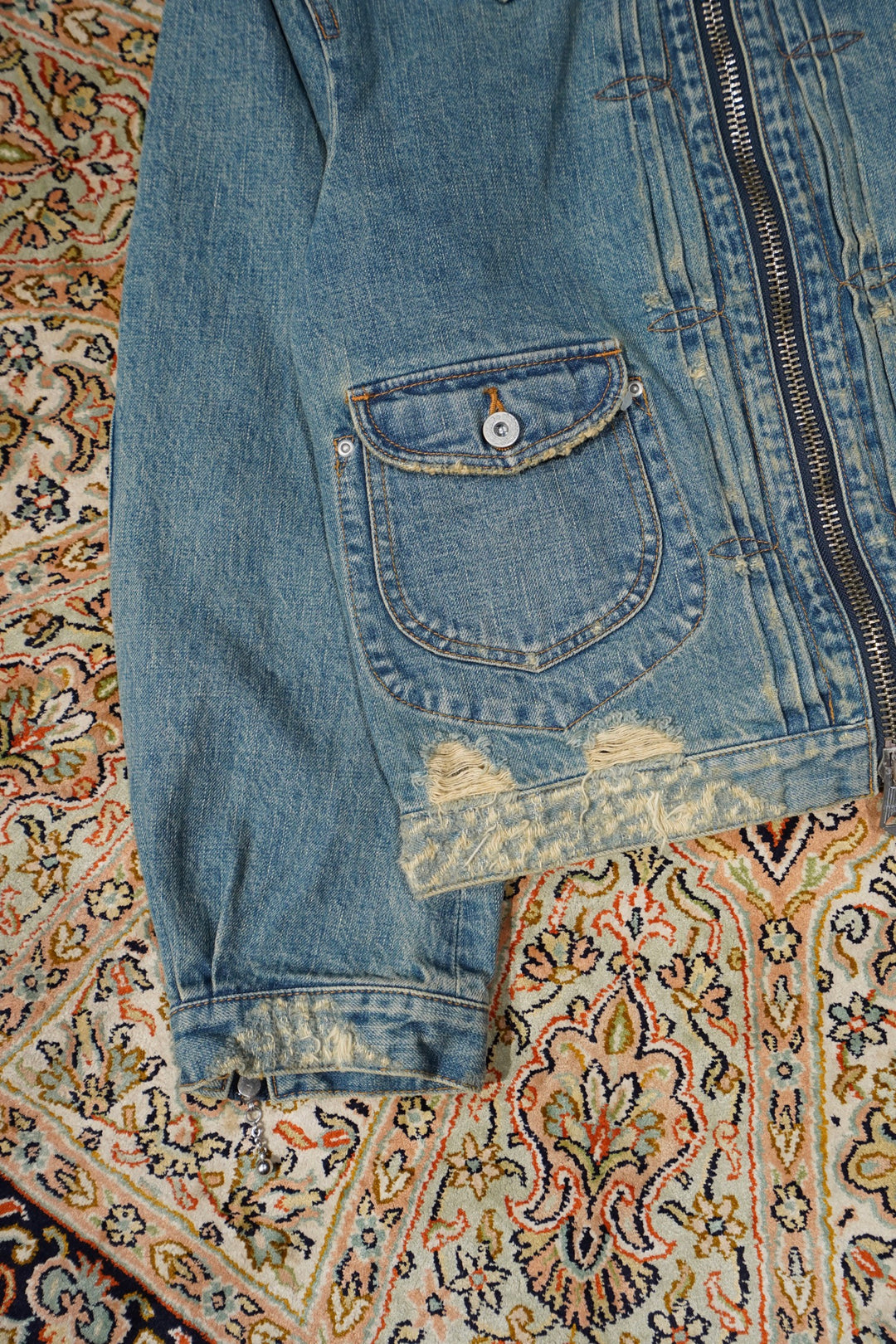 ジャケット・アウター sugarhill zip up damaged SUGARHILL(シュガーヒル)のZIP-UP DENIM DAMAGED JACKET(FADED