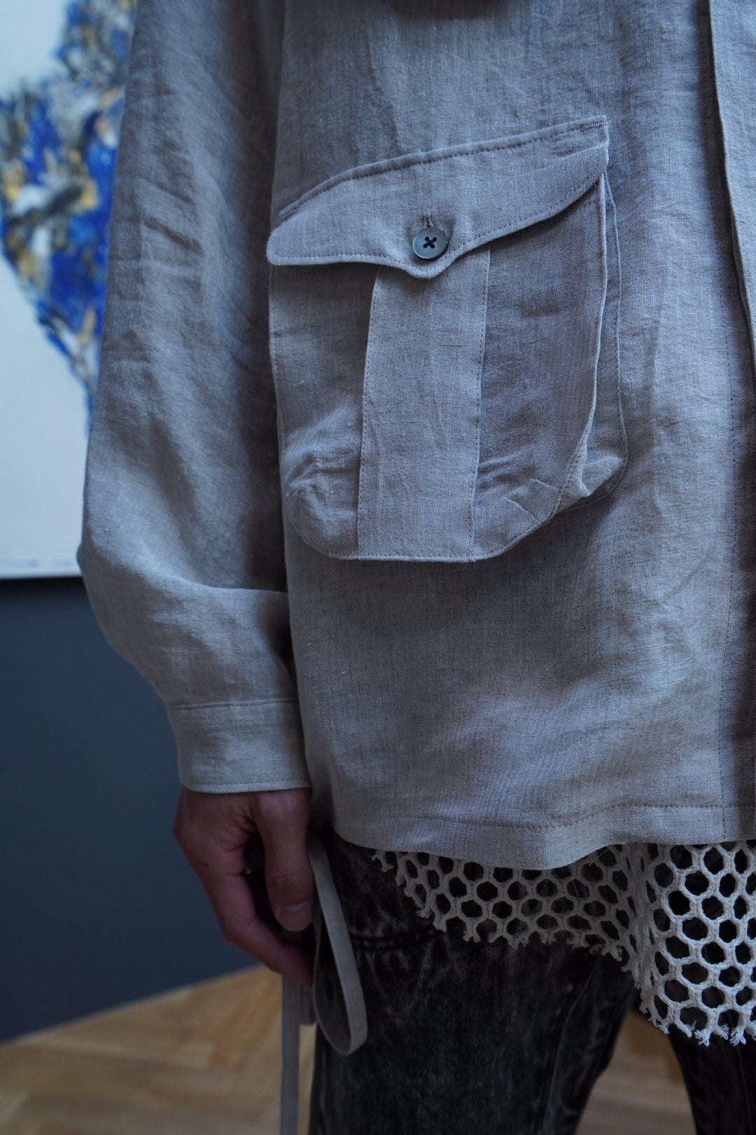トップス 2021SS Silk Linen Stripe Fatigue Shirt SUGARHILL(シュガーヒル)のSilk Linen Stripe Fatigue Shirt(OFF