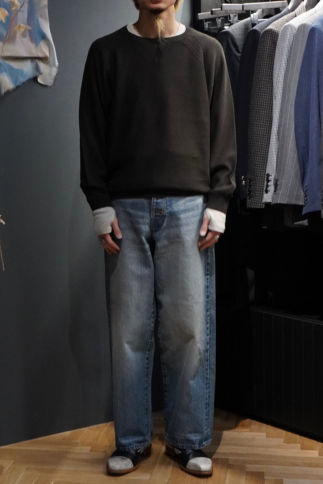 SUGARHILL（シュガーヒル）のCOTTON LONG SLEEVE KNIT(BLACK)(ニット