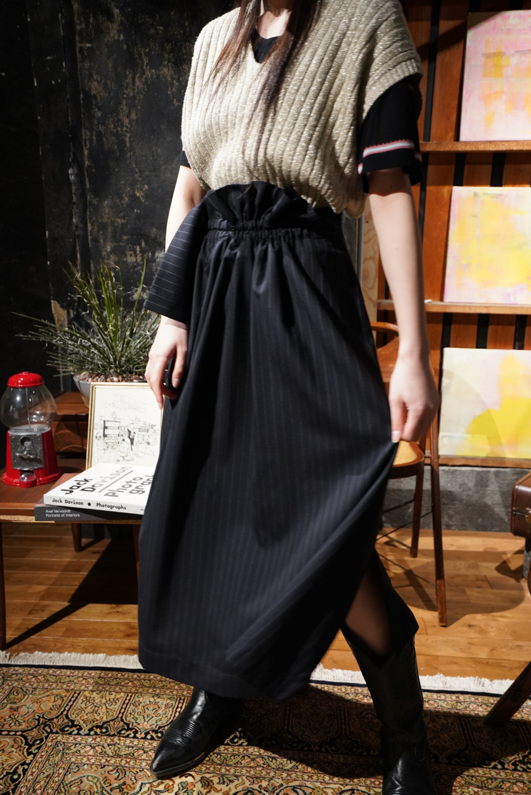 UJOH(ウジョー)のGathered Wrap SKT (DARK NAVY)(スカート)の通販