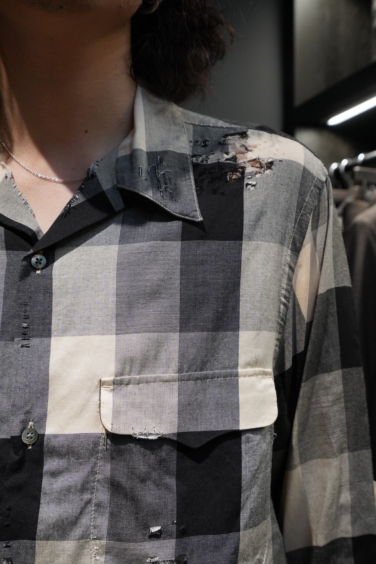 SUGARHILL（シュガーヒル）のBLOCK CHECK CRASHED SHIRT(BLACK AND