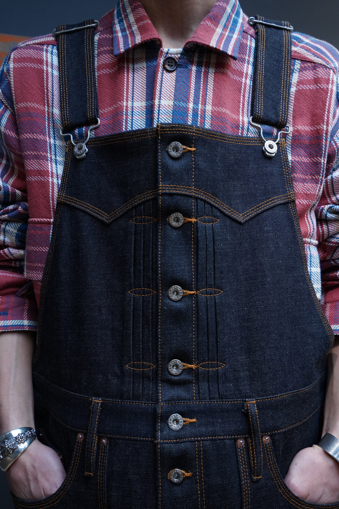 SUGARHILL シュガーヒル 21AW CLASSIC STRAGHT DENIM OVERALLS RIGID INDIGO CLASS04 クラシックストレートデニムオーバーオール ダブルニーリジッド ネイビーインディゴブルー SUGARHILL(シュガーヒル)のCLASSIC DENIM OVERALLS(RIGID INDIGO