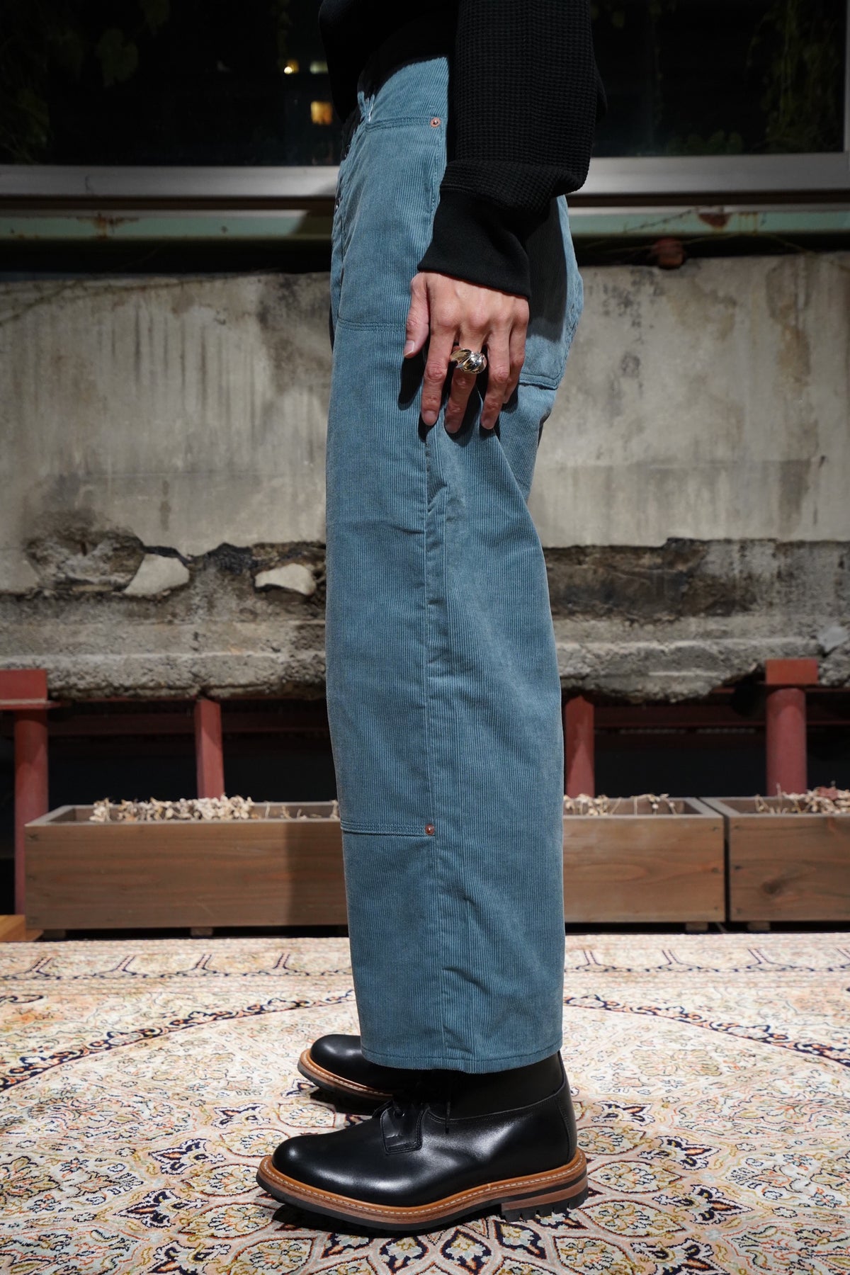 Sugarhill's Corduroy Double Knee Denim Pants (Blue) (Denim) mail