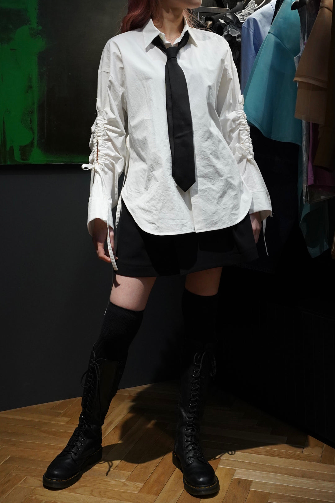 トップス ujoh Gathered Hole Sleeve Shirt (White) UJOH(ウジョー)のGathered Hole Sleeve Shirt(White)(シャツ)の