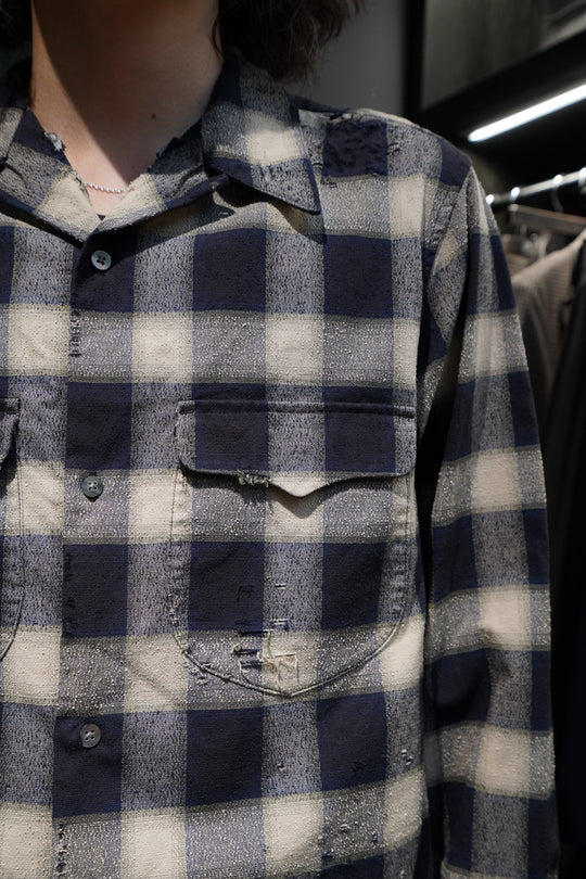 SUGARHILL（シュガーヒル）のOMBRE CRASHED SHIRT(NAVY)(シャツ)の通販