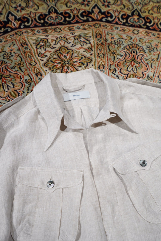 トップス 2021SS Silk Linen Stripe Fatigue Shirt DDE6D94B-9301-4768-BF83-