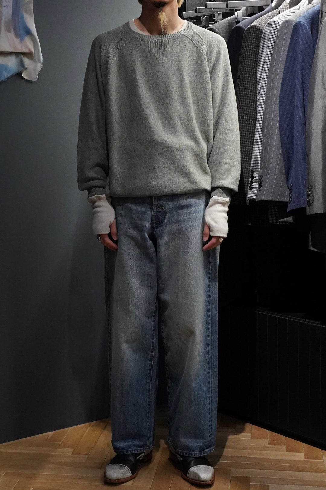 SUGARHILL（シュガーヒル）のCOTTON LONG SLEEVE KNIT(GREEN)(ニット