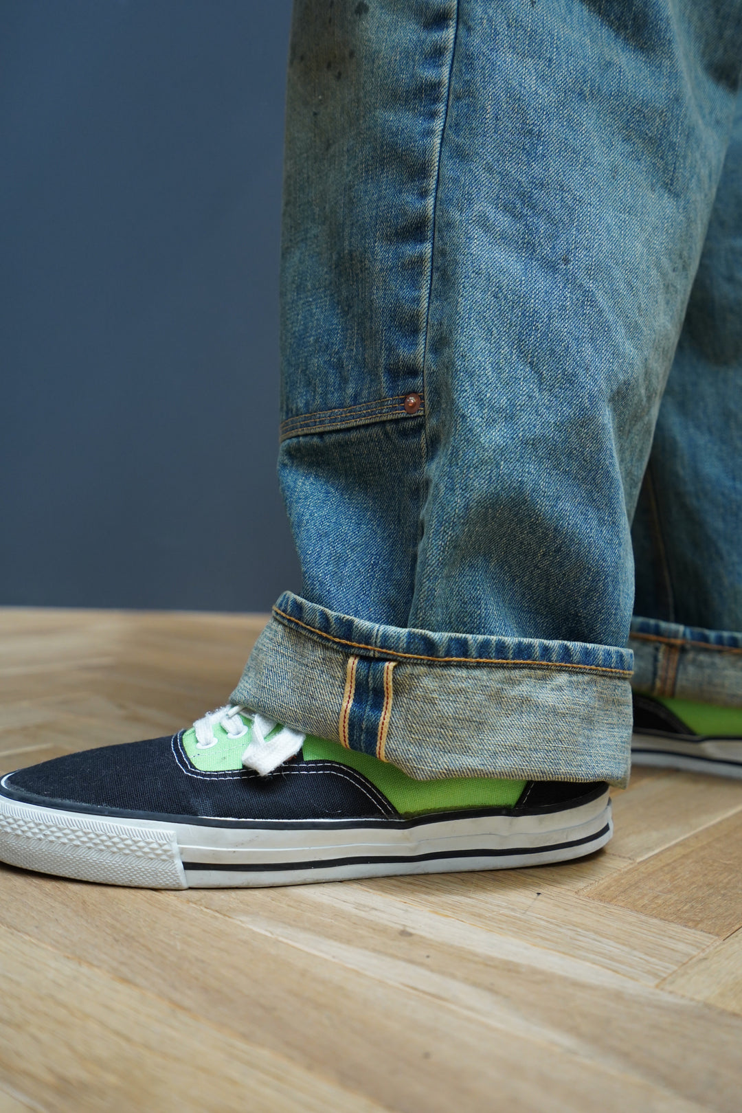 24時間限定価格!!SUGARHILL OILED FADE PANTS SUGARHILL（シュガーヒル）のOILED FADE DOUBLE KNEE DENIM