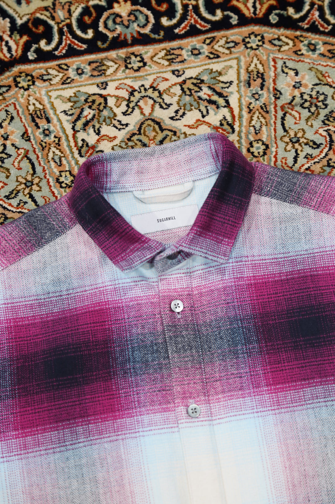 トップス 21ss SUGARHILL Ombre Panama shirt (pink) SUGARHILL（シュガーヒル）のHERRINGBONE OMBRE ROUND FRONT SHIRT