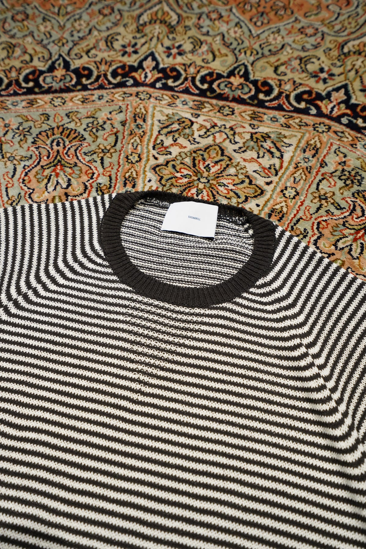 Sugarhill Cotton Half Sleeve Stripe Knit (BLACK) (Knit) Mail Order