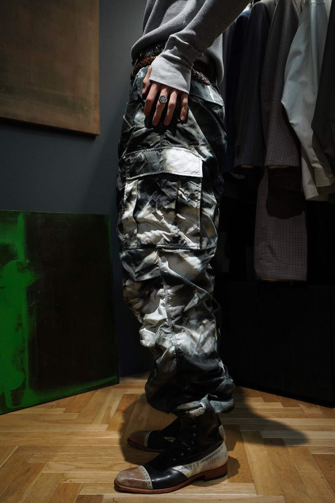 22AW SUGARHILL POUR CAMO カーゴ パンツ　サイズ28 SUGARHILL(シュガーヒル)のPOUR CAMO CARGO PANTS(SAND BROWN
