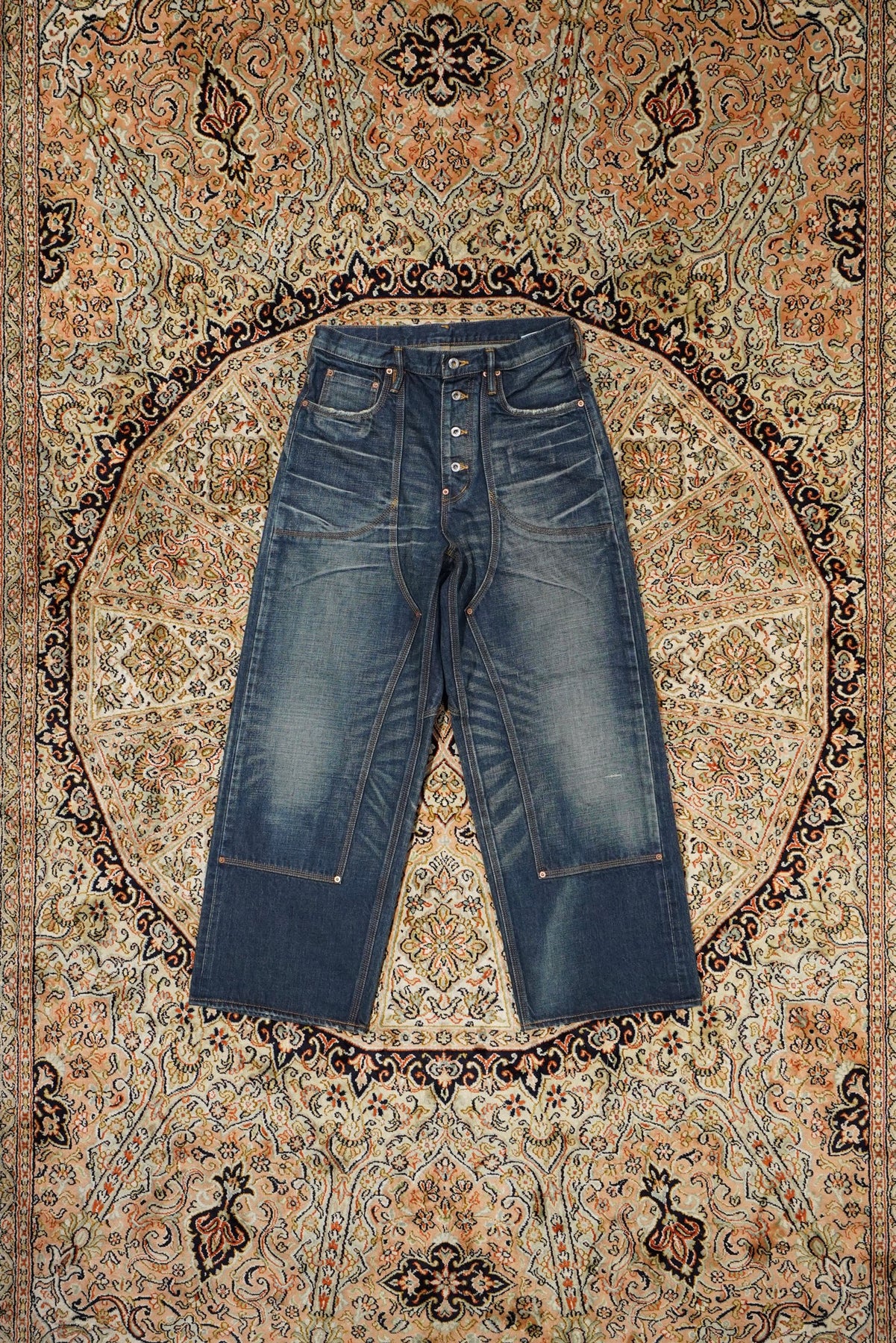 Sugarhill's Musty Faded Double Knee Denim Pants (Faded Indigo