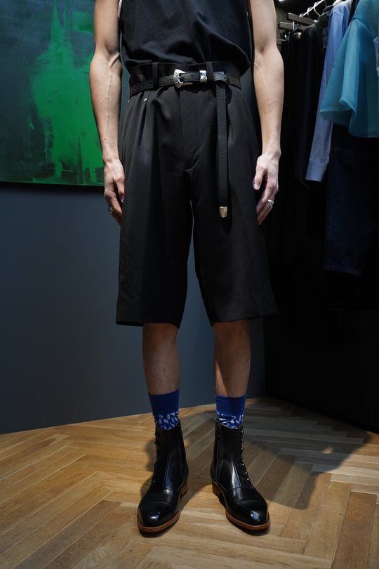 OMAR AFRIDI ブラック ハーフパンツ 46 ショーツ Omar Afridi(オマールアフリディ) Flap shorts ショートパンツ