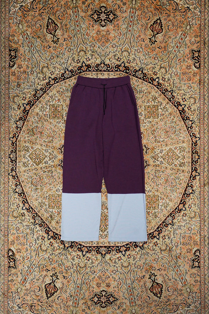 Bicolor knit Pants(Light Blue × Purple)