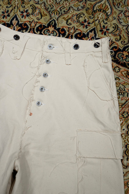 Sugarhill's Raw-Edge CANVAS CARGO PANTS (Ivory White) mail order