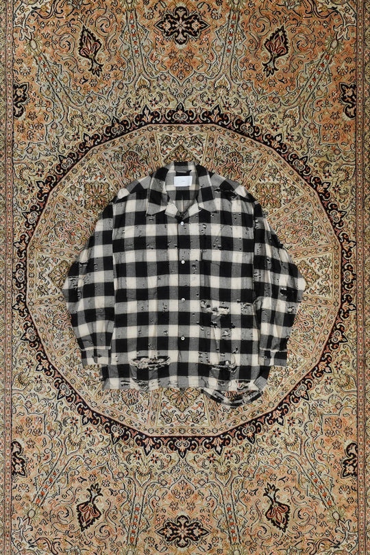 SUGARHILL(シュガーヒル)のDESTRESSED OMBRE PLAID BLOUSE(SAND IVORY